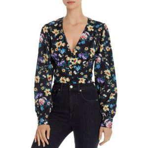 Aqua Womens Floral Long Sleeve Blouse Crop Top Shirt